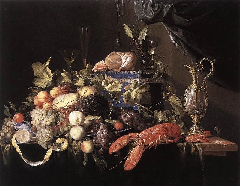 HEEM, Jan Davidsz. de Still-Life with Fruit and Lobster sg Sweden oil painting art